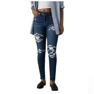 NWT American Eagle AE Next Level Stretch High Rise Jeans Ripped 6T 14 Tall 18P
